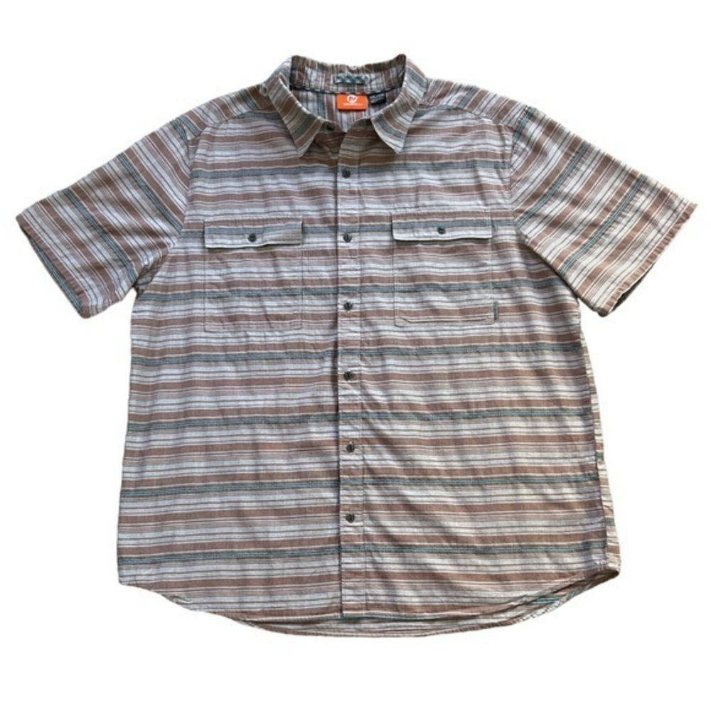 Merrell Men's‎ Sunterra Cotton Short Sleeve Striped Button Up Shirt Sz. XXL